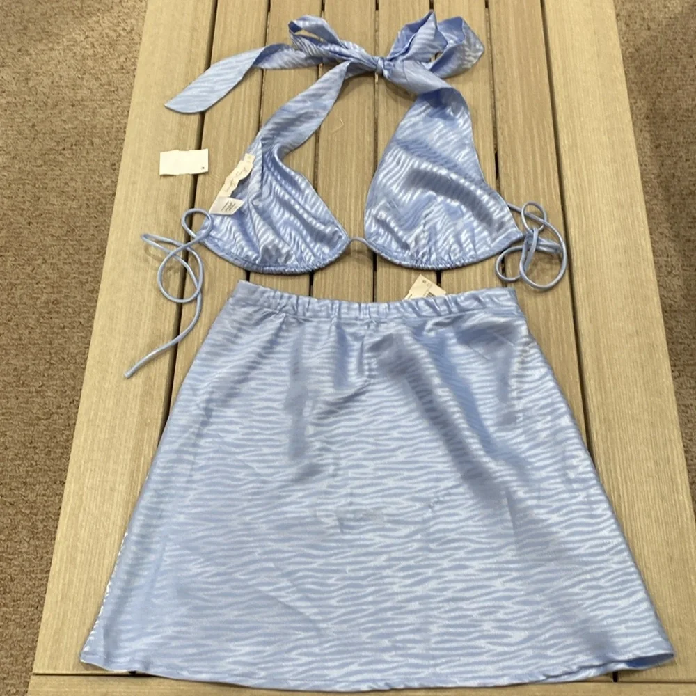 NWT - Beige Botany 2 piece Halter Top with Matching Skirt Set, Size Small